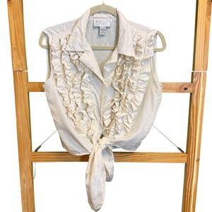 Brannan Street San Francisco Silk Ruffle Tie‎ Front Sleeveless Top